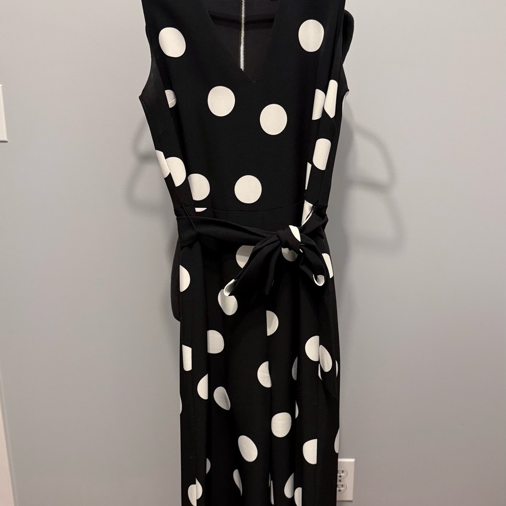 Karl Lagerfeld Black and White Polka Dot Midi Dress Size 4